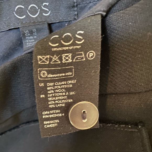 COS Black crop cropped wide leg pants w patch pockets sz 12 - Picture 7 of 7